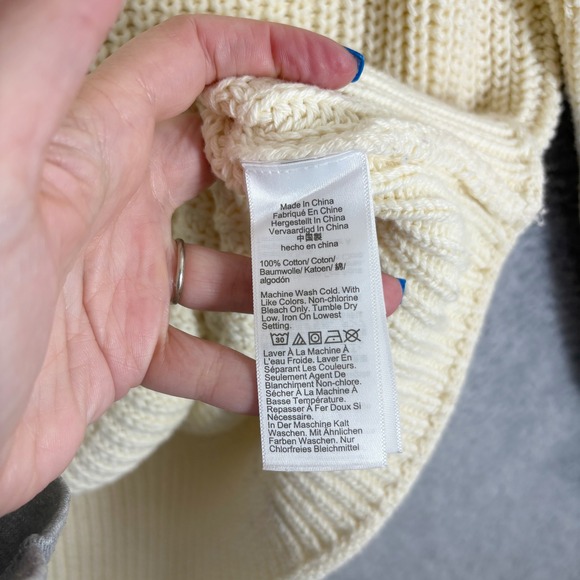 J. Crew Relaxed Rollneck Sweater Size XS Cream Shaker Knit Cotton Oversized - Picture 4 of 8